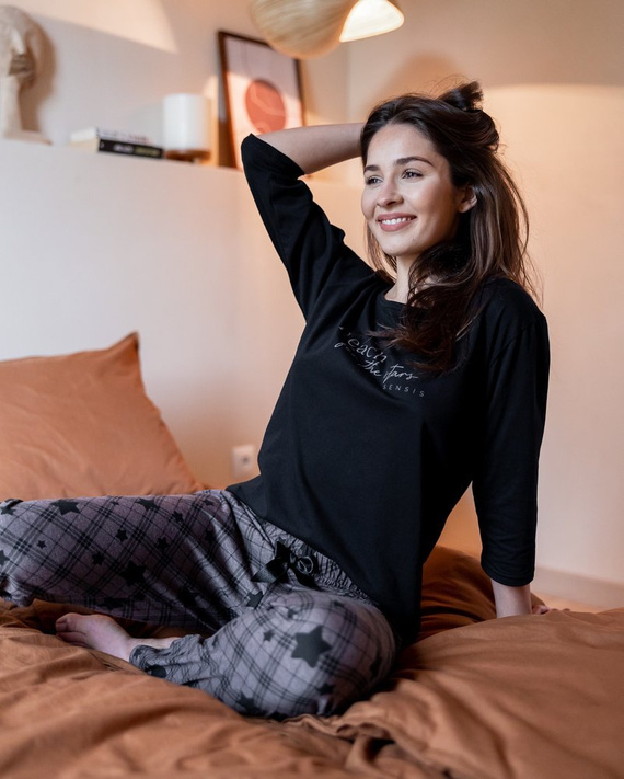 Sensis Reach For The Stars Dámske pyžamo - čierno-hnedé