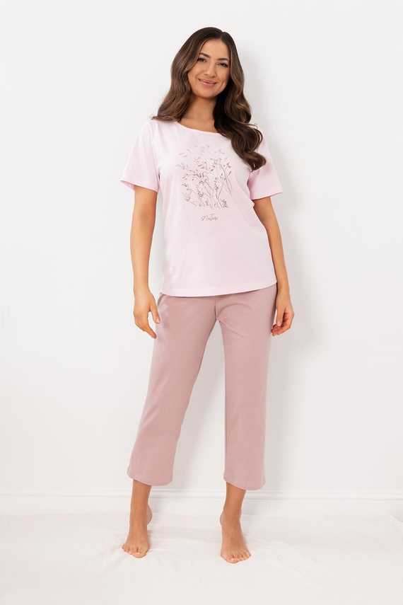Dámske pyžamo Regina 4009 bavlna 7/8 pohodlné krátky rukáv set