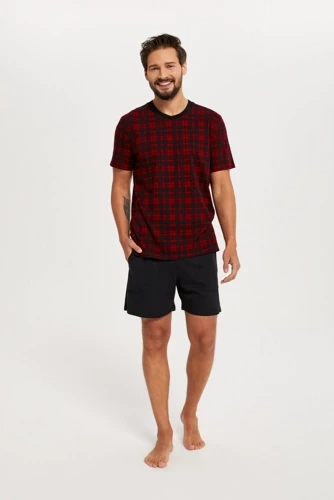 Elijah Pánske pyžamo s krátkym rukávom a šortky Italian Fashion - potlač/čierna