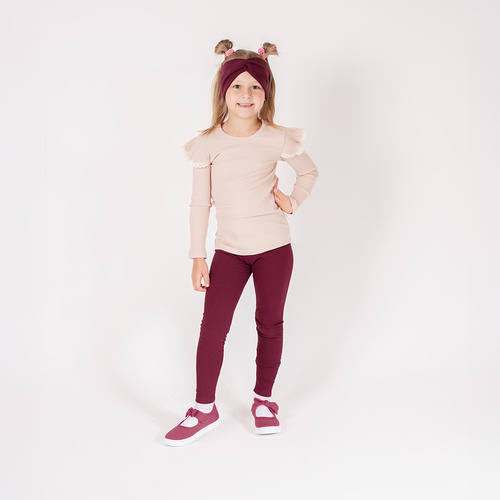 217201 Legíny Alisa Nicol - rebrovaná bavlna, bordová