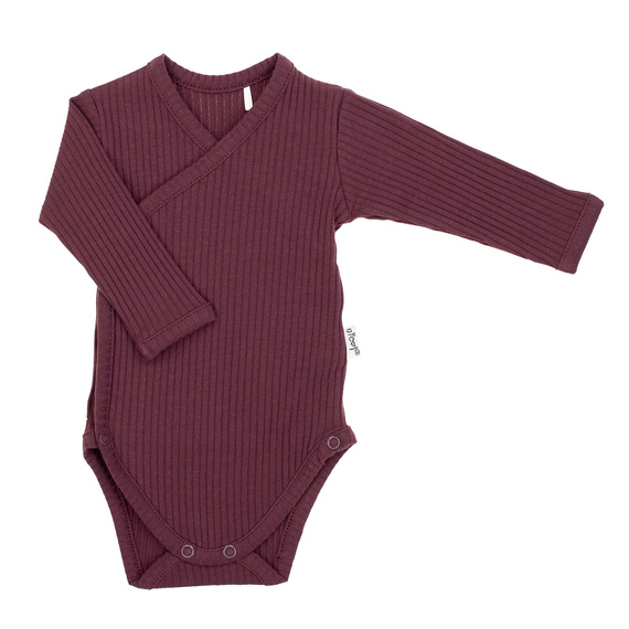 217096 Bavlnené body Alisa Nicol rebrované - dlhý rukáv, bordová