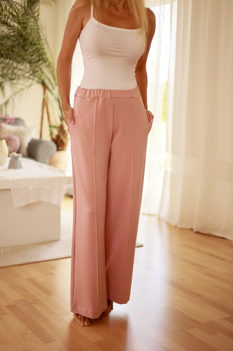 Flint - dámske bavlnené nohavice voľného strihu, 95% bavlna 5% elastan | Poľská značka Mirale - ružová