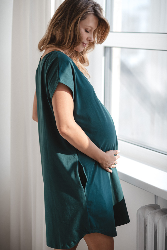 Košeľa na pôrod a dojčenie Born of Love Milk&Love na patentky green