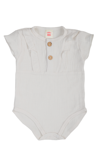 03235GKRE Body KR Girl Just Muslin ecru Makoma mušelínové body pre bábätká