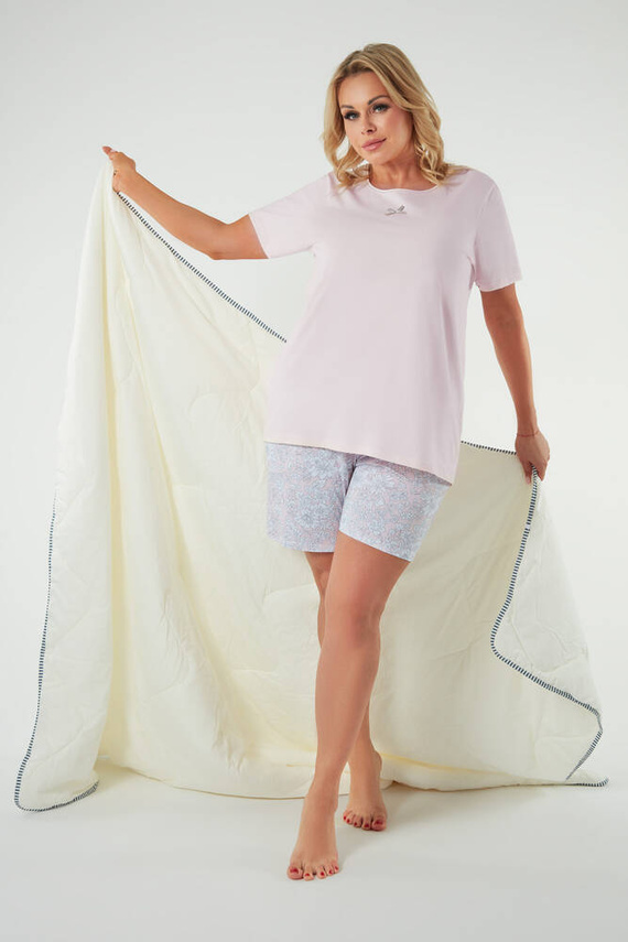 Tacoma Dámske pyžamo s krátkym rukávom a šortky Italian Fashion - lososová/potlač