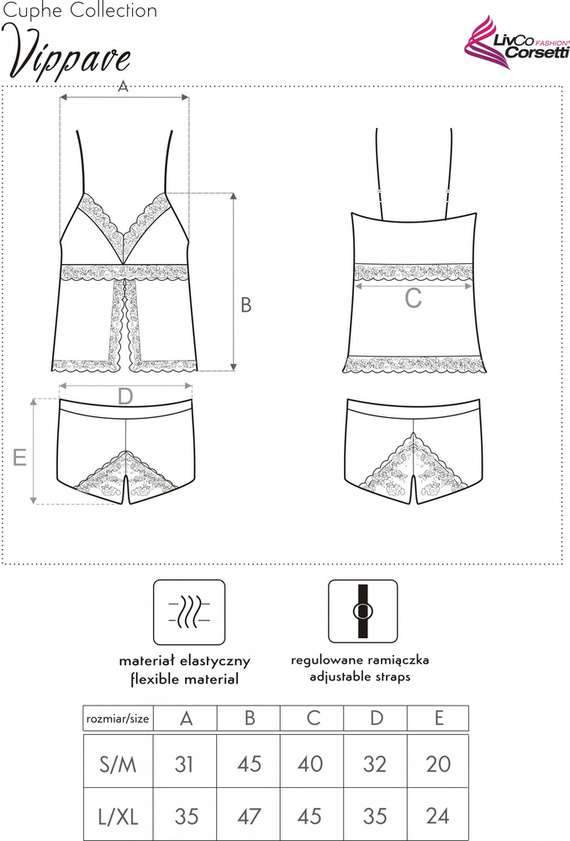 Vippave LC 90598 Súprava, košieľka a šortky LivCo Corsetti Fashion