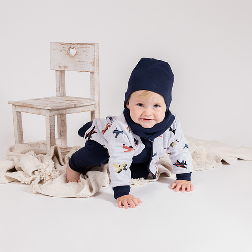 219287 Obojstranná tepláková bunda Willy Nicol - námornícka a sivá s lietadlami