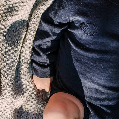 Merino detské zavinovacie body Eevi navy blue - 100% merino vlna, termoregulácia