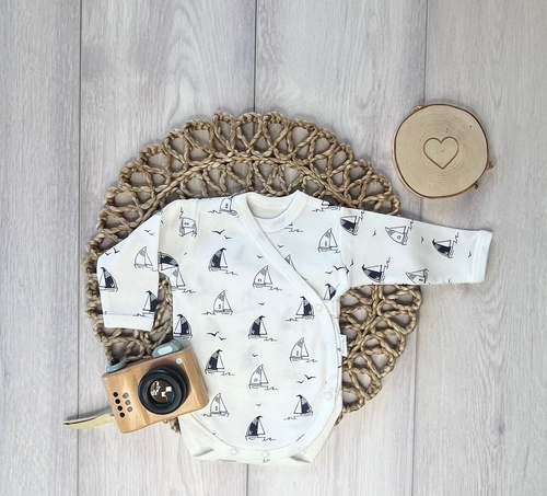 Dojčenské body BD16026 lode – bavlnené body s dlhým rukávom