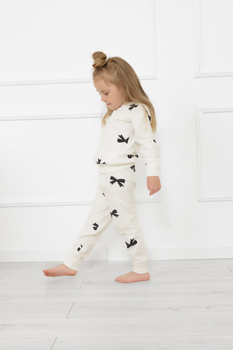 Dievčenské pyžamo Figaro - ecru, bavlna, dlhé rukávy a nohavice Talianska móda