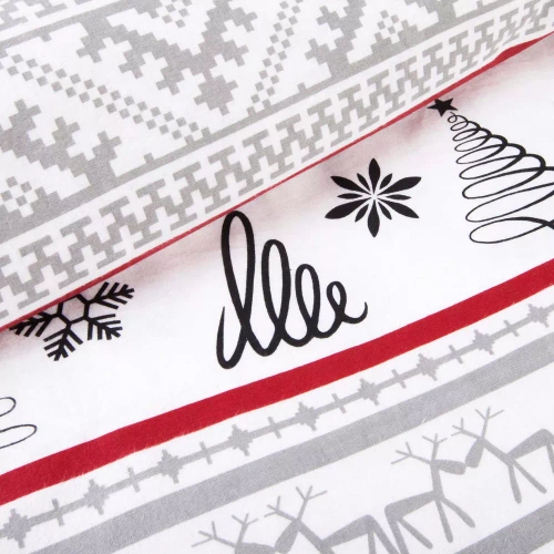 31514/1 Vianočné flanelové posteľné prádlo Flanelove Darymex sivá červená - sada 100% bavlna, teplá a mäkká