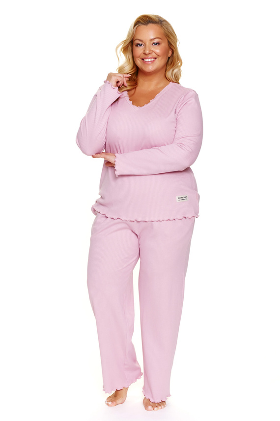 Doctor Nap 7326 - Dámske bavlnené pyžamo plus size s volánmi | 100% bavlna, poľská výroba - papája