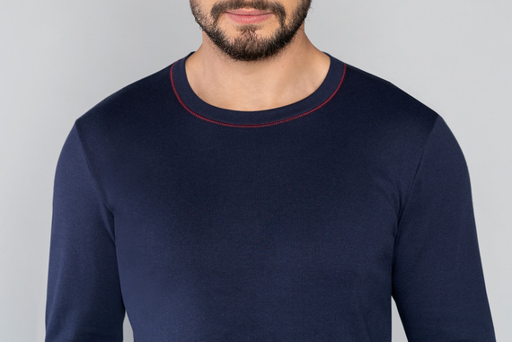 Horton Pánske pyžamo s dlhým rukávom, dlhé nohavice Talianska móda - námornícka modrá/potlač