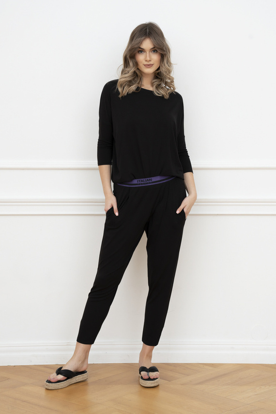 Štýl Dámsky set s 3/4 rukávmi, dĺžka.talianske módne nohavice čierne