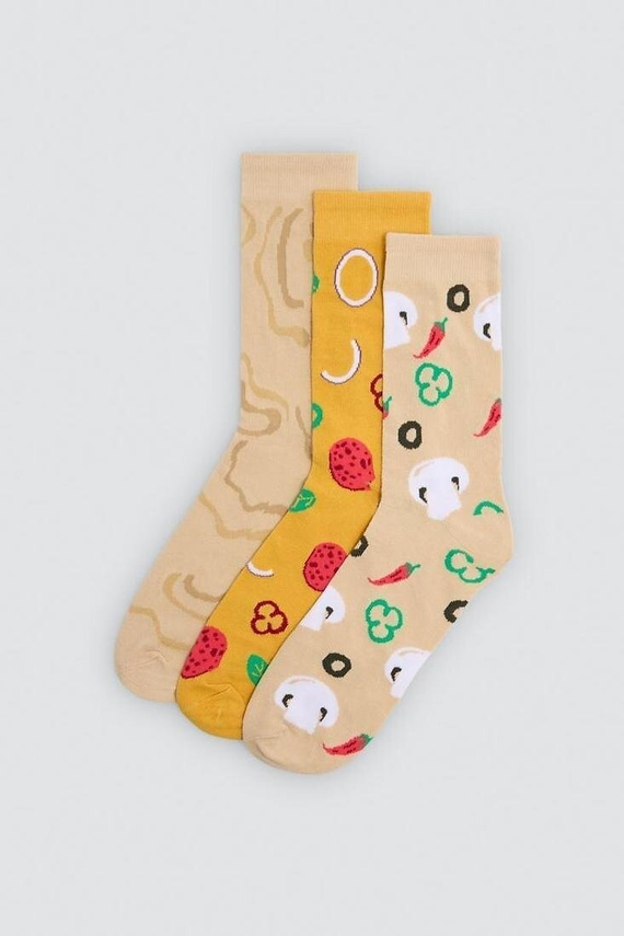 Ysabel Mora 17502 Pánske/dámske bavlnené ponožky 3 páry Pizza na darček
