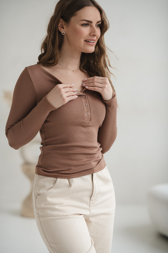 Tummy Milk&Love tehotenská a dojčiaca blúzka viskóza toffee