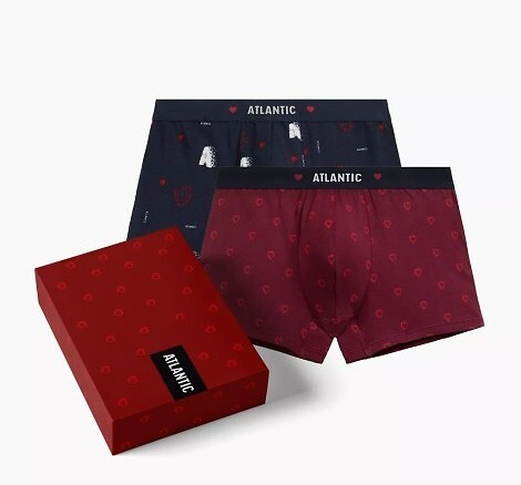 2GMH-029 Pánske boxerky Atlantic - bavlna s elastanom, srdiečka, 2-pack