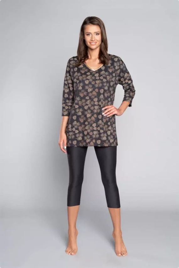Pinnia Dámske pyžamo s 3/4 rukávmi, 3/4 nohavice Italian Fashion - potlač/grafit