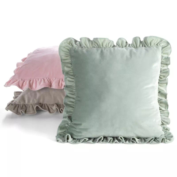 Obliečka Brenda 45x45 šalviová zamat s volánom sage