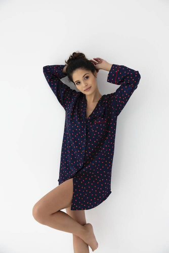 Nočná košeľa Sophia s rozopínaním od značky Sensis - tmavomodrá