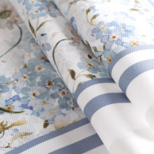 Obrus Summer 18 Eurofirany prírodný s motívom nezábudiek 100 % polyester