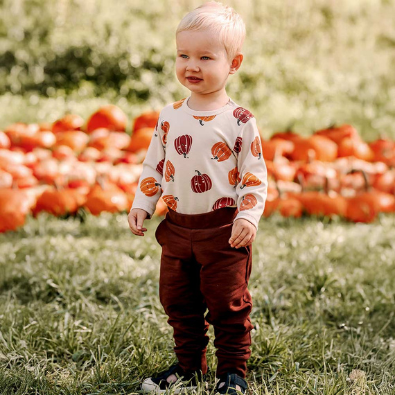 Halloweenske detské body Eevi - ecru, tekvice, bavlna