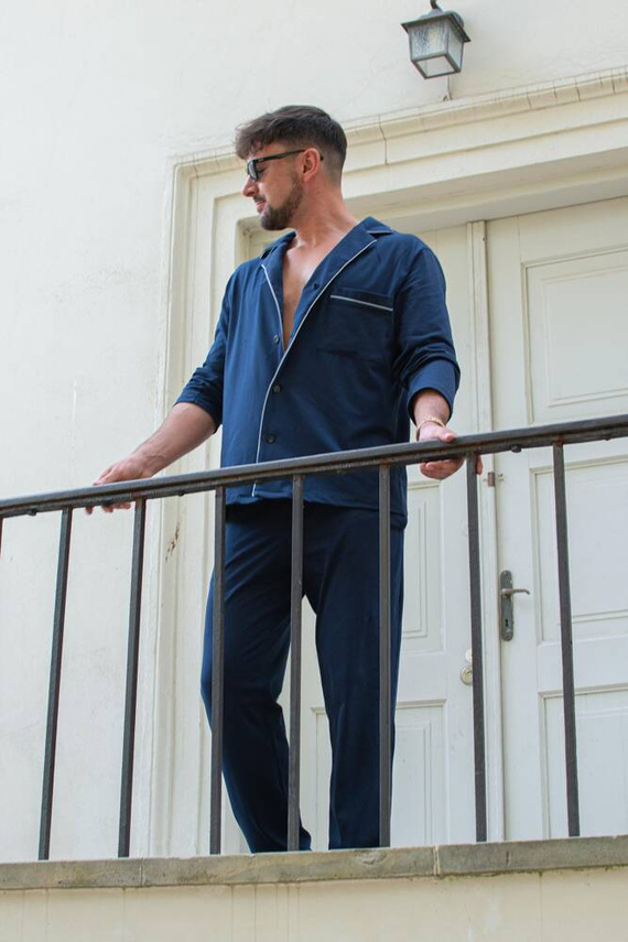 729 Norberto Pánske pyžamo De Lafense - tmavomodré