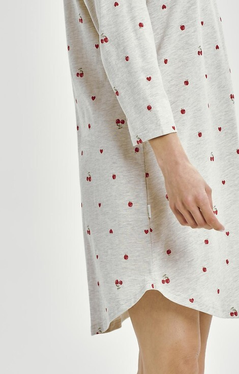 3431 Adele Dámske tričko Taro sivé - bavlna, vzor ovocia, rukáv 7/8