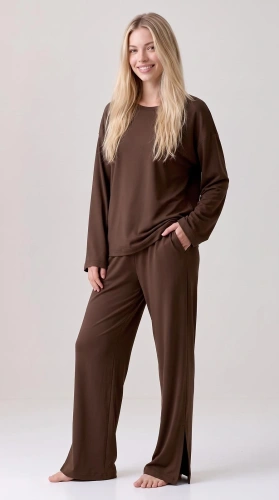 Dámska pyžama Luna 1312 100% bavlna oversize široké nohavice homewear - hnedá