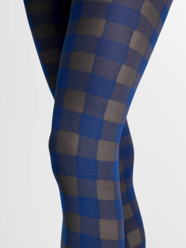 Fiore G6139 Indigo modré dámske pančuchy 40 DEN s károvaným vzorom