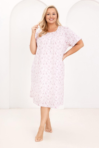 Dámska nočná košeľa 018 Regina pink- 100% bavlna Premium, gombíky, krčok, pohodlný spánok každú noc