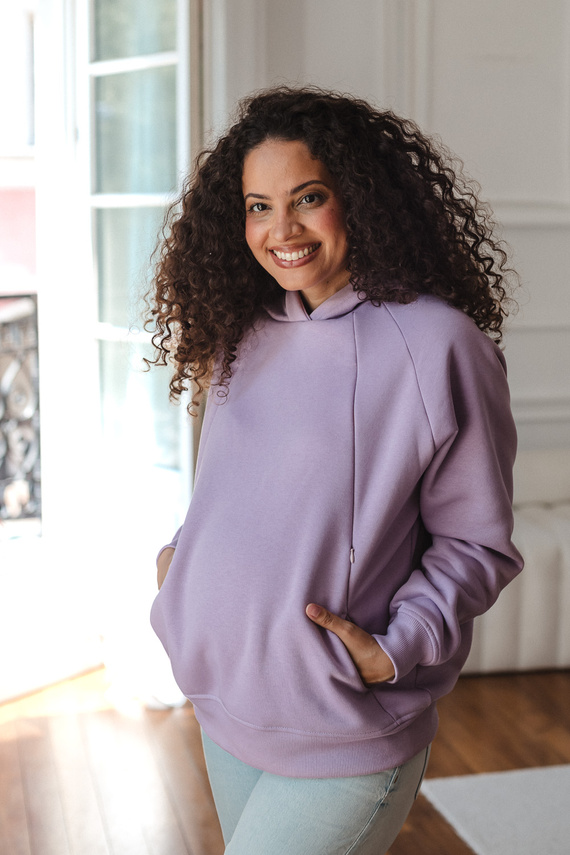 Tehotenská a dojčiaca mikina Milk&love Motherhood oversize tichofialová