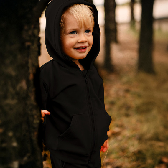 Simply Comfy Detská mikina Eevi čierna - bavlna, na zips s kapucňou