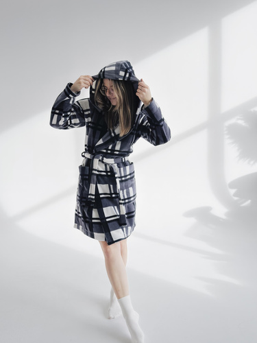 031 De Lafense županová prikrývka - teplý flísový dámsky župan Super Cozy, sivý