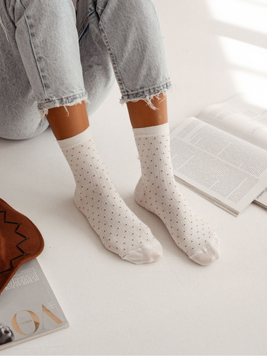 0200-170 Dots Dámske ponožky Milena - elegancia a pohodlie - ecru