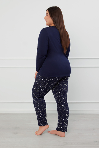 Arugia Dámske pyžamo s dlhým rukávom, dlhé nohavice Talianska móda - tmavomodrá/potlač