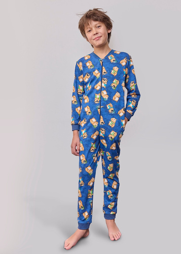 185/183 186/183 Capybara 2 Detský overal Cornette - bavlnený, so zipsom a veselou potlačou