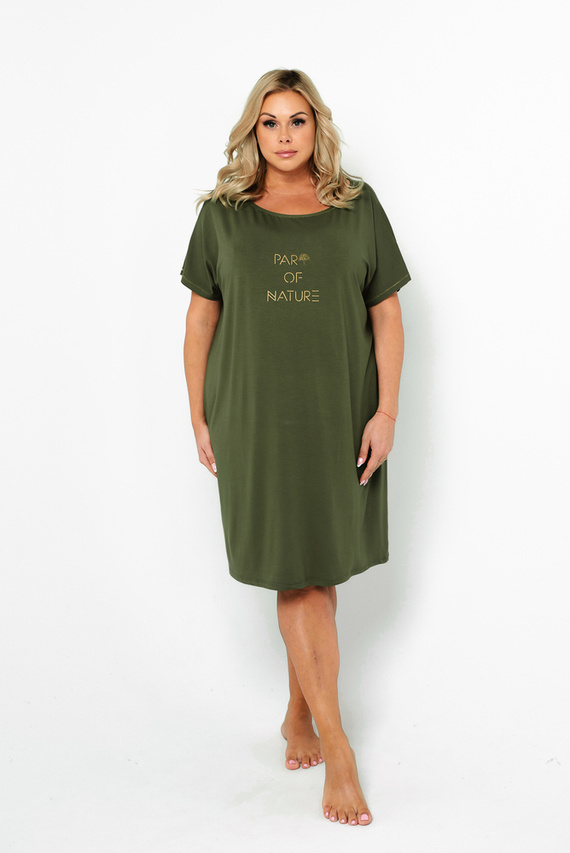 Natura Dámska nočná košeľa s krátkym rukávom Italian Fashion - khaki