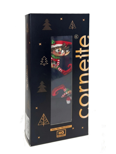 Cornette Gift 914/07 pánsky vianočný set boxeriek a ponožiek tmavomodrý