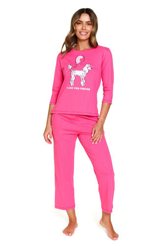 Dámske pyžamo Doctor Nap 7356 - bavlnený komplet s ¾ nohavicami - pivonka