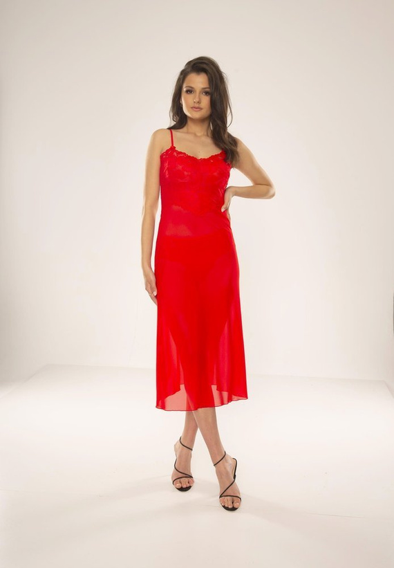 469 Nočná košeľa bez ramienok Alison Forex - červená