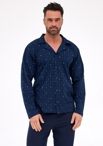 114/80 Pánske pyžamo Cornette | Otvorená predná časť, 100% bavlna, golier a vrecká