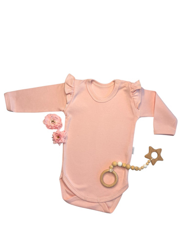 Mamatti ružové dievčenské body s dlhým rukávom BD15027 - 100% bavlna, pohodlné a roztomilé