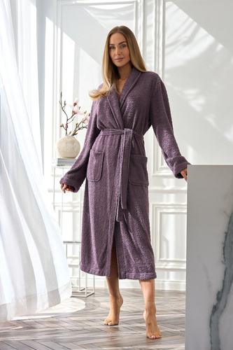 Dámsky župan L&L Celeste 2558 ametyst - dlhý, teplý, elegantný strih