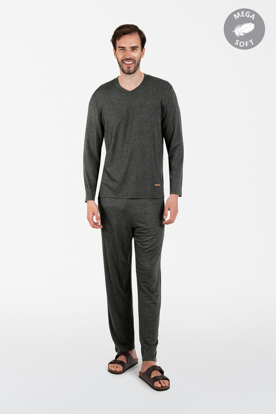 Akord Pánske pyžamo s dlhým rukávom, dlhé nohavice Talianska móda - c.melange
