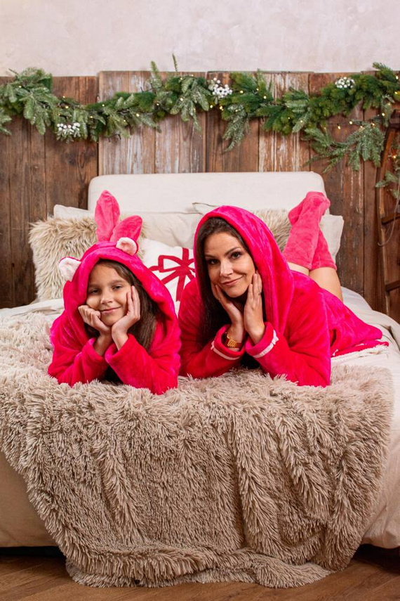 627 Soraya Dámsky krátky župan Forex - malinová / sivá