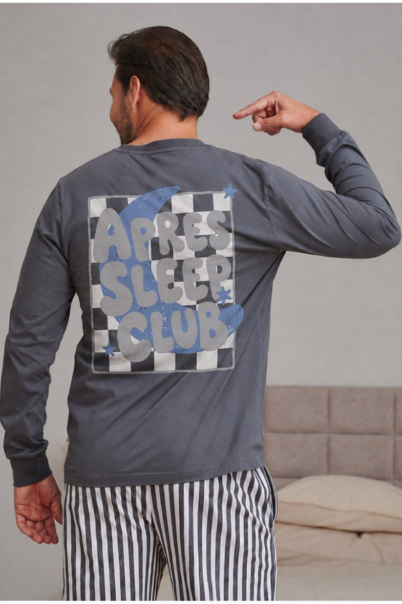 Doctor Nap 7524 Apres Sleep pánska pyžama grafitová 100 % bavlna dlhá