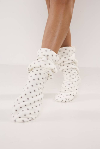 553/554 Wellsoft hladké ponožky na spanie De Lafense - ecru malé bodky