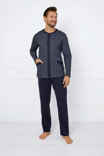 Rajmund Pánske pyžamo s dlhým rukávom, dlhé nohavice Talianska móda - potlač/zelená