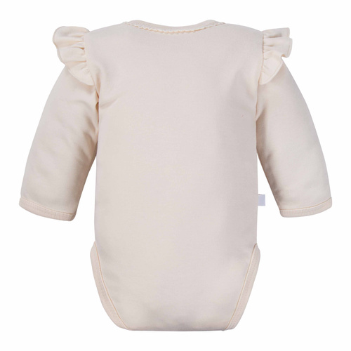 Detské body Fluffy Tails Eevi - ecru, dlhý rukáv, volániky